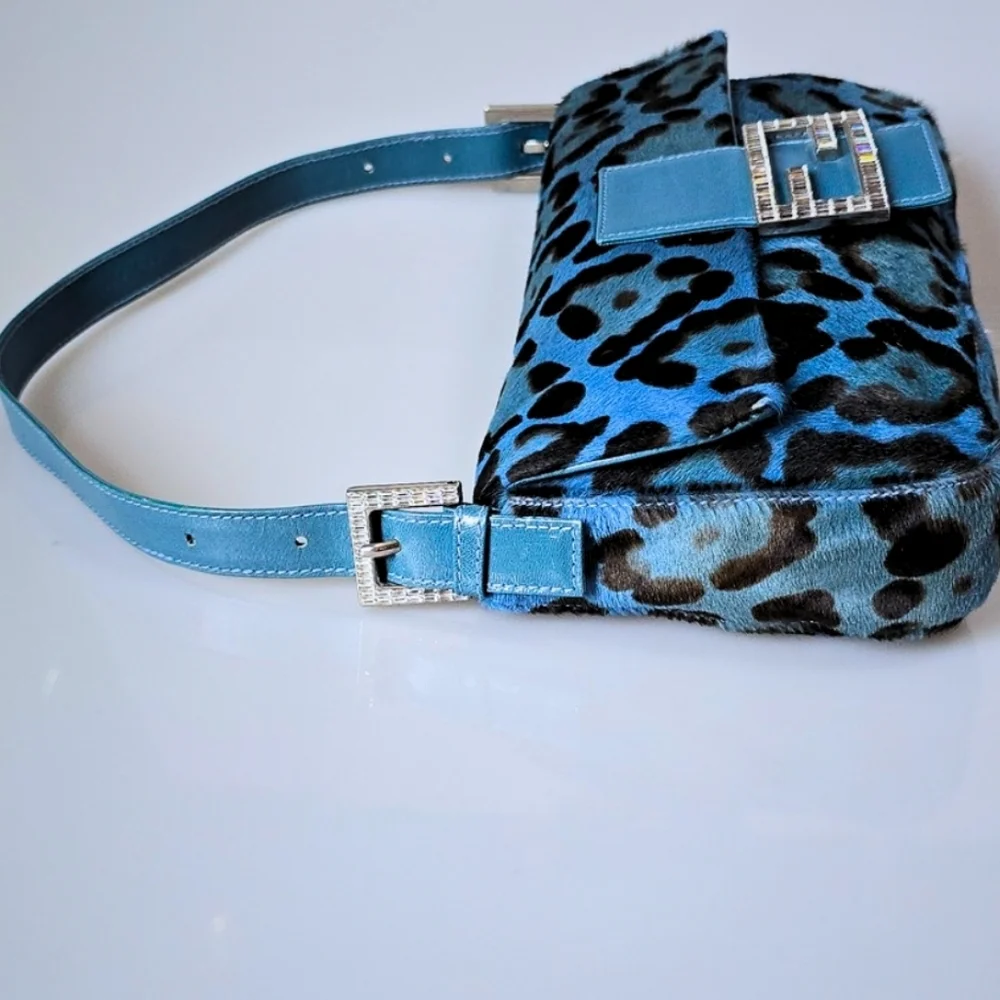 *SOLD**Fendi Baguette Pony Hair Leopard Print with Crystal Detail - Picture 6 of 15